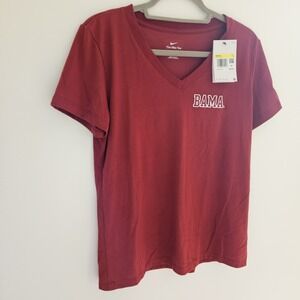 ALABAMA Womens V Neck‎ T Shirt Roll Crimson Tide Football NIKE Juniors Small